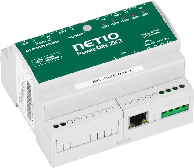 Netio PowerDIN ZP3 3-Phase Remote Power Switching DIN Rail Mount PDU with Energy Metering