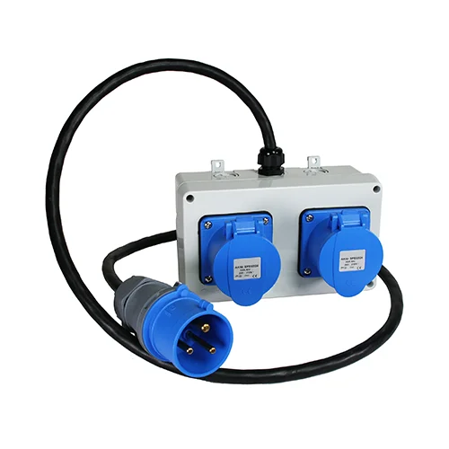 32A Splitter Box 2x32A Outlets 0.5m Power Cord 32A IEC 60309 1ph Plug