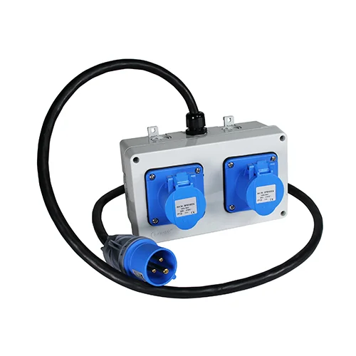 16A Splitter Box 2x16A Outlets 0.5m Power Cord 16A IEC 60309 1ph Plug