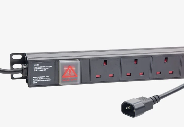 Basic Horizontal PDU 6xUK Outlets Switched 1.8m Lead 10A IEC C14 plug