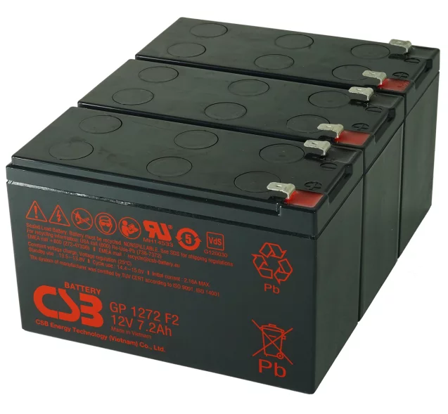 Replacement Riello UPS Battery Kit - 3 x 12V 7Ah Batteries - Sentinel Dual, Sentinel Pro, Vision Dual UPS