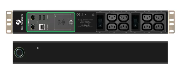 Schleifenbauer Intelligent 1U Horizontal Metered rPDU Single Phase 32A Metered Input with 2 Metered Branches and 8 C13 Outputets