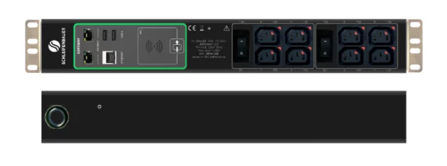 Schleifenbauer Intelligent 1U Horizontal Metered rPDU Single Phase 32A Metered Input with 2 Metered Branches and 8 IEC Lock C13 Outlets