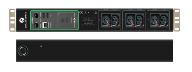 Schleifenbauer Intelligent 1U Horizontal Metered rPDU Three Phase 16A Metered Input with 3 IEC Lock C13 and 3 IEC Lock Combi CX C13/C15 Outlets