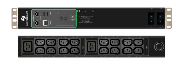Schleifenbauer Intelligent Double Horizontal Monitored rPDU Single Phase 32A Metered Input with 16 C13 and 2 C19 Metered Outlets