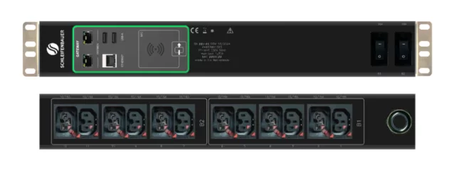 Schleifenbauer Intelligent Double Horizontal Monitored rPDU Single Phase 32A Metered Input with 5 IEC Lock C13 and 6 IEC Lock Combi CX C13/C15 Outlets
