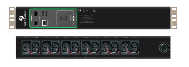 Schleifenbauer Intelligent Double Horizontal Switched rPDU Single Phase 16A Metered Input with 6 IEC Lock C13 and 6 IEC Lock Combi CX C13/C15 Outlets