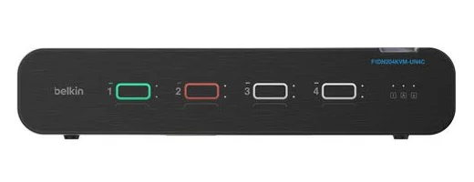 Belkin IsoClave Red/Black Secure KVM Switch 4-Port Dual Head